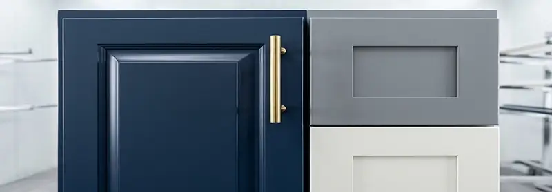 Factory-smooth cabinet paint finish close-up