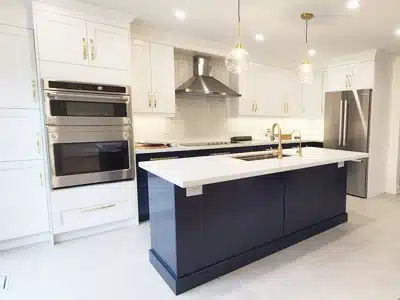 Kitchen cabinet painting in Toronto — oak to white transformation